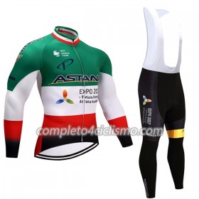 Completo Maglia ML + Pantaloncino con bretelle ML 2017 Astana Pro Team N004